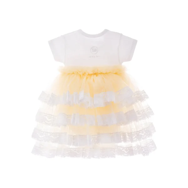 Beige Bella Vina Ruffle Babysuit Dress