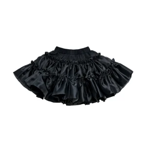 Black Frilled Satin Skirt