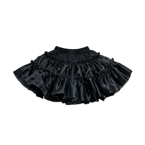Black Frilled Satin Skirt