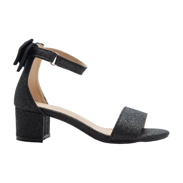 Black Glitter Banded Block Heels