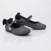 Black Glitter Bow Flats