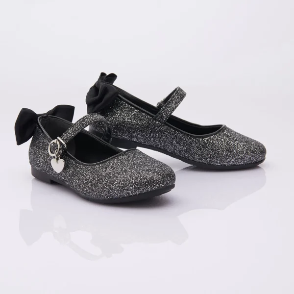 Black Glitter Bow Flats