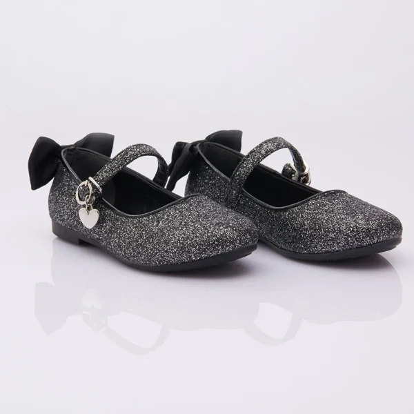 Black Glitter Bow Flats
