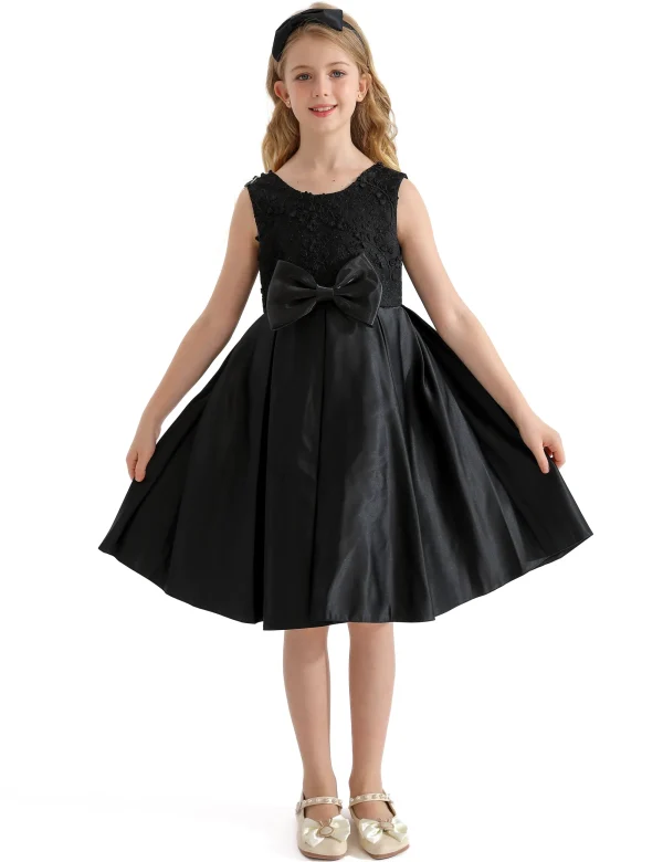 Black Hampton Double Bow Dress