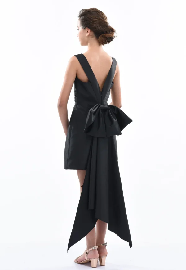 Black Isabel Back Bow Dress