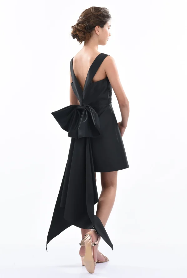 Black Isabel Back Bow Dress