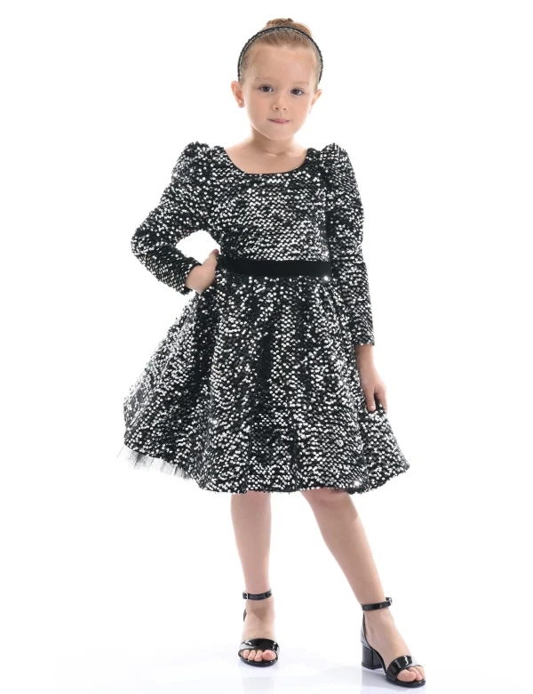Black Merribrook Sequin Bow Dress