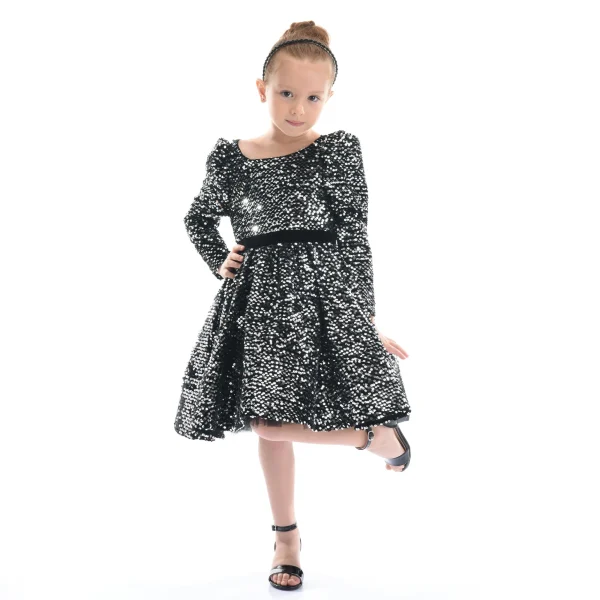 Black Merribrook Sequin Bow Dress