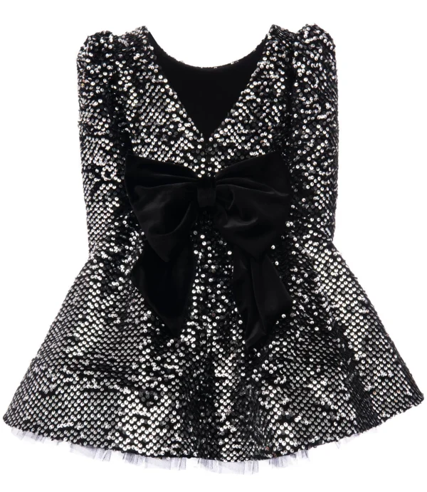 Black Merribrook Sequin Bow Dress