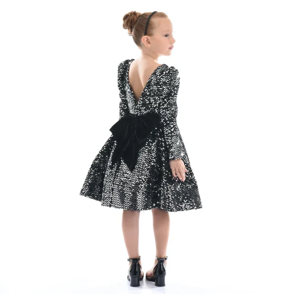 Black Merribrook Sequin Bow Dress