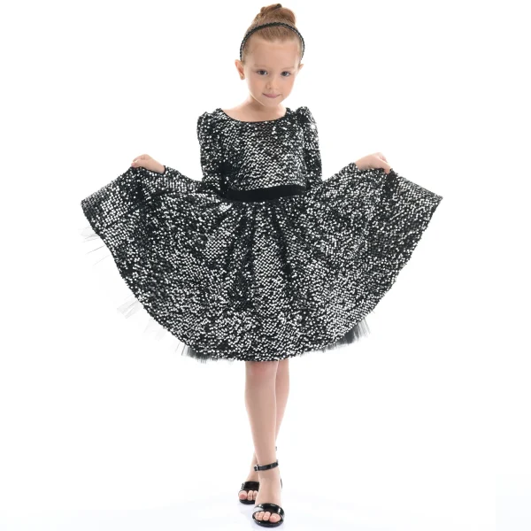 Black Merribrook Sequin Bow Dress