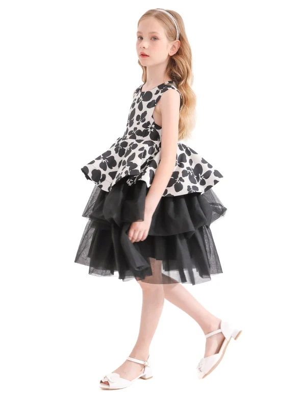 Black Nazareen Floral Tiered Dress