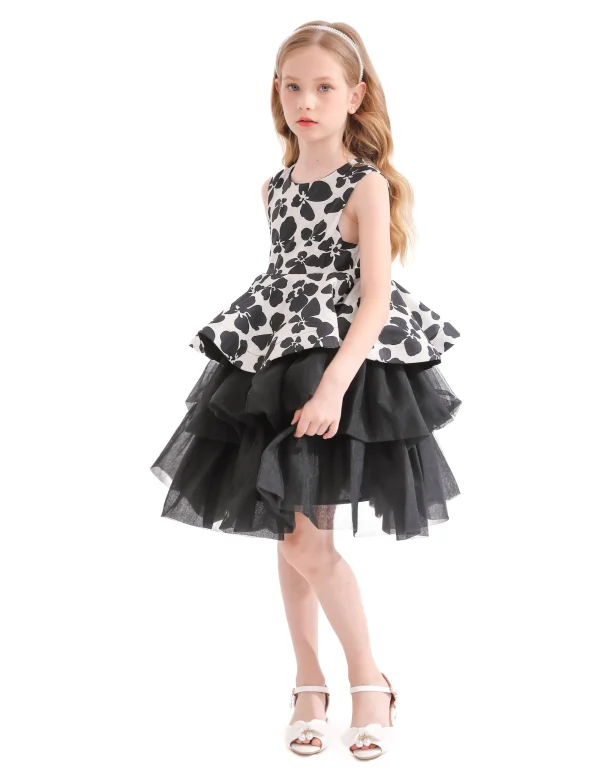 Black Nazareen Floral Tiered Dress
