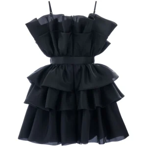 Black Noella Ruffle Bow Dress