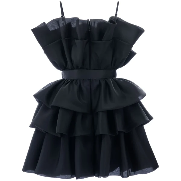 Black Noella Ruffle Bow Dress