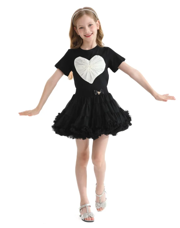 Black Pearl Heart Applique T-Shirt