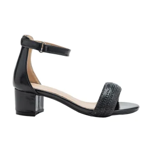 Black Rhinestone Band Block Heels