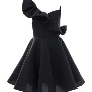 Black Riviera Off Shoulder Ruffle Dress