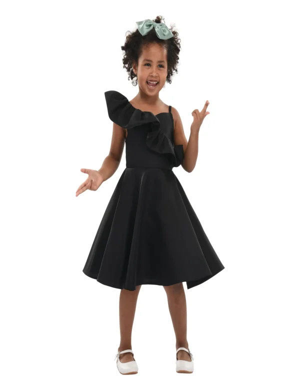 Black Riviera Off Shoulder Ruffle Dress
