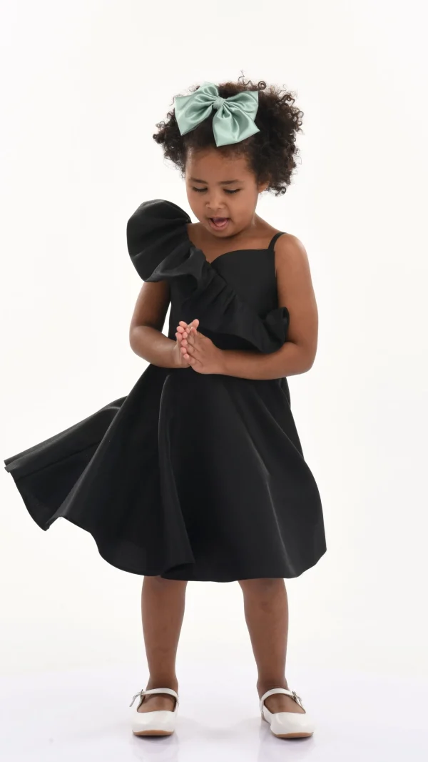 Black Riviera Off Shoulder Ruffle Dress