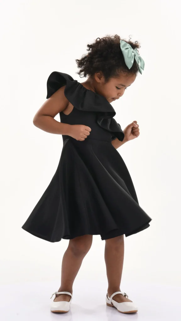 Black Riviera Off Shoulder Ruffle Dress