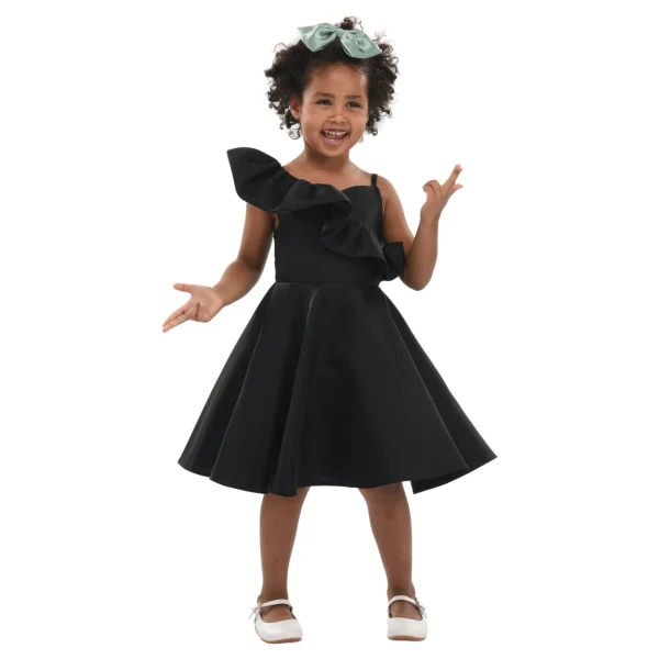 Black Riviera Off Shoulder Ruffle Dress