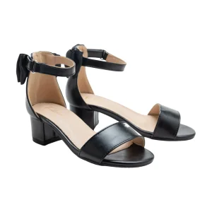 Black Satin Banded Block Heels
