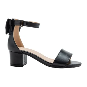 Black Satin Banded Block Heels