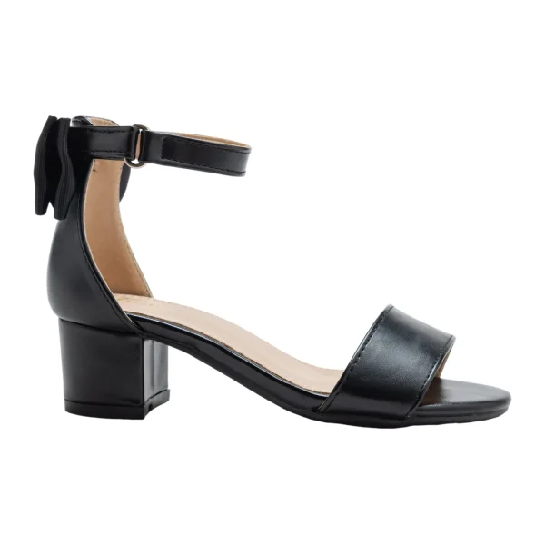 Black Satin Banded Block Heels