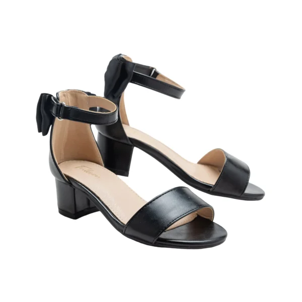 Black Satin Banded Block Heels