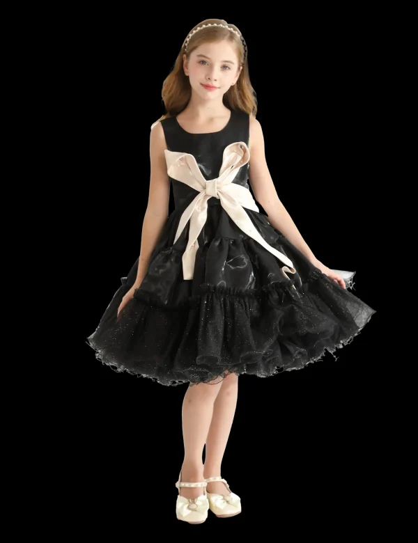 Black Sleeveless Bow Madrona Dress