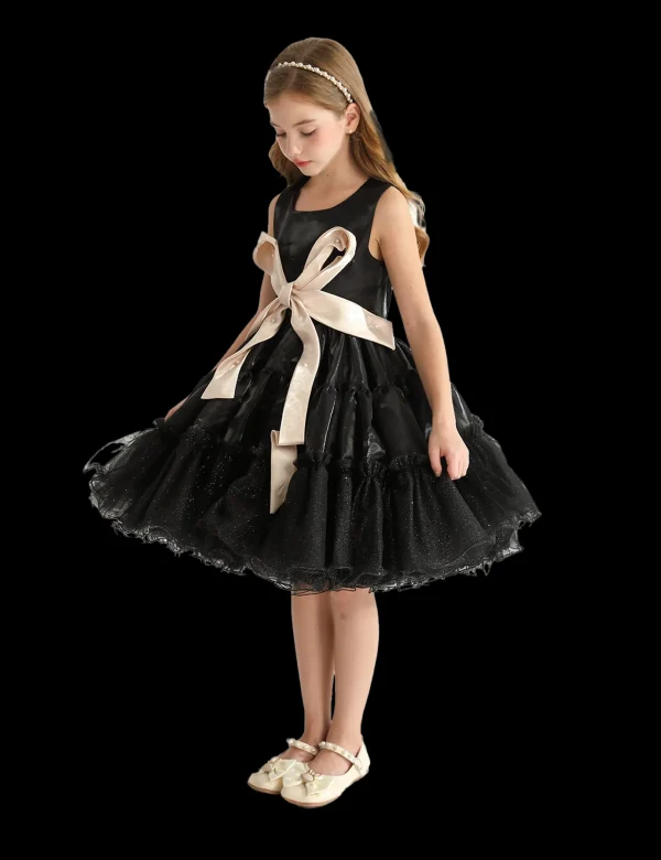 Black Sleeveless Bow Madrona Dress