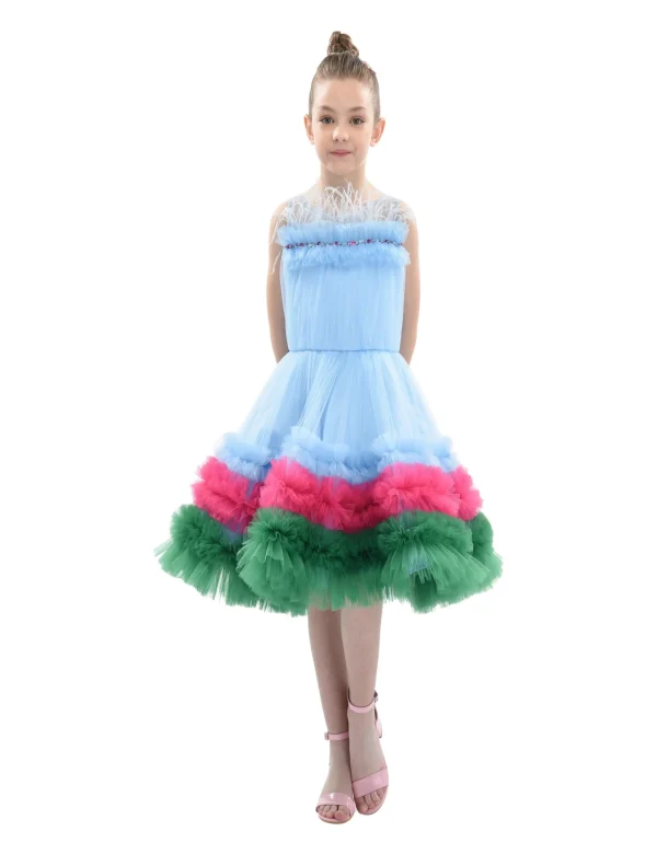 Blue Granada Ruffle Tulle Dress