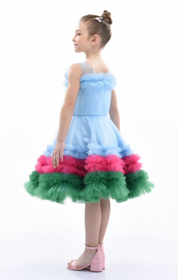 Blue Granada Ruffle Tulle Dress