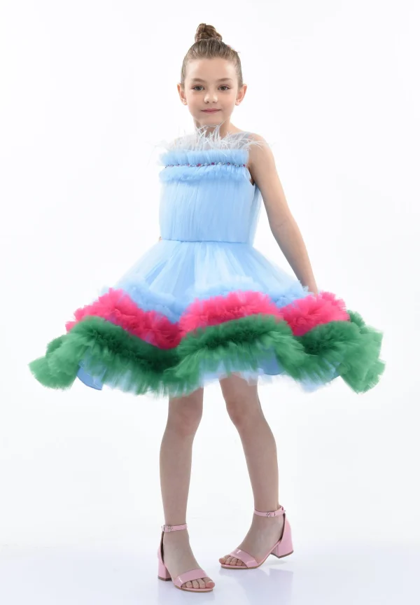 Blue Granada Ruffle Tulle Dress