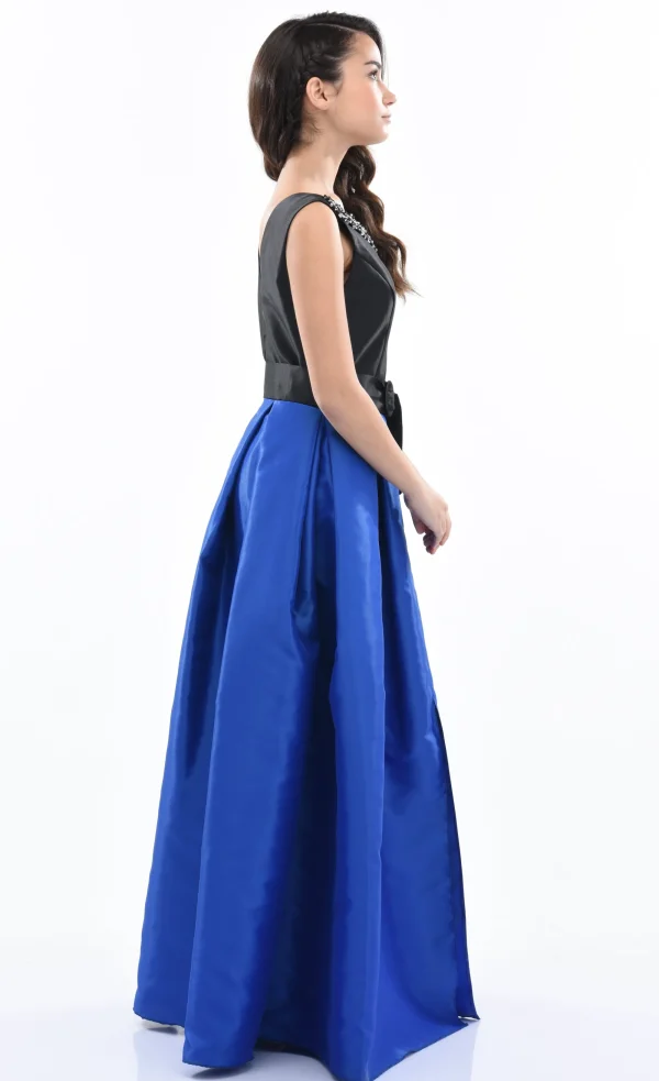 Blue Lucena Sleeveless Gem Gown