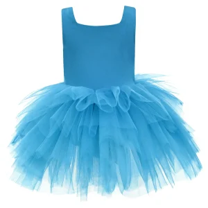 Blue Neon Solid Tutu Dress