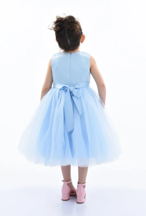 Blue Pearl Bow Tulle Dress