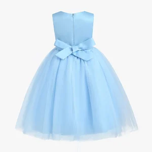 Blue Pearl Bow Tulle Dress