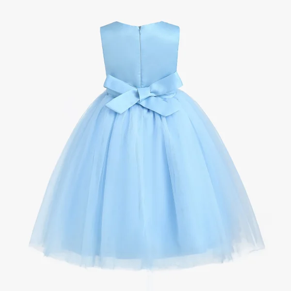 Blue Pearl Bow Tulle Dress