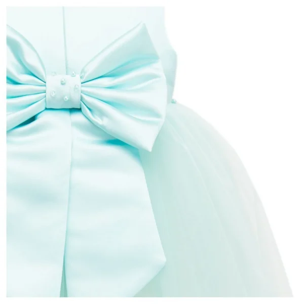 Blue Teal Mallory Bow Dress