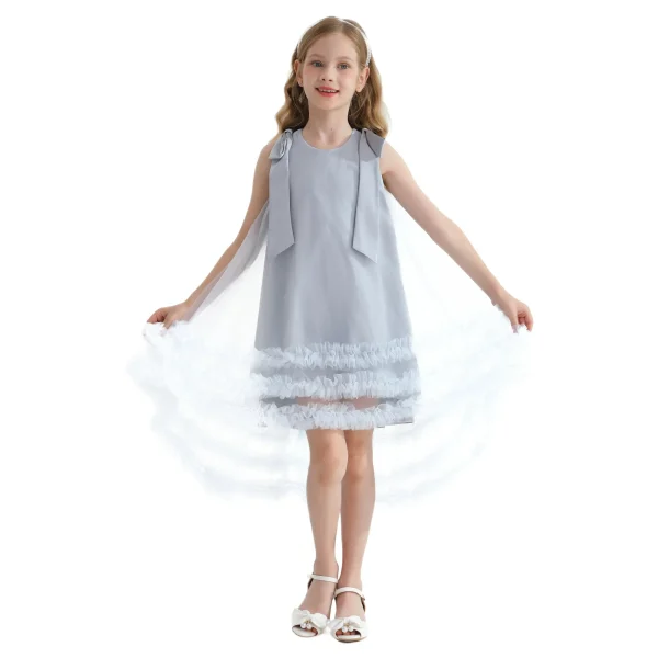 Blue Violeta Sleeveless Ruffle Overlay Dress