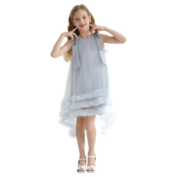 Blue Violeta Sleeveless Ruffle Overlay Dress