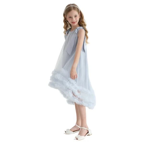 Blue Violeta Sleeveless Ruffle Overlay Dress