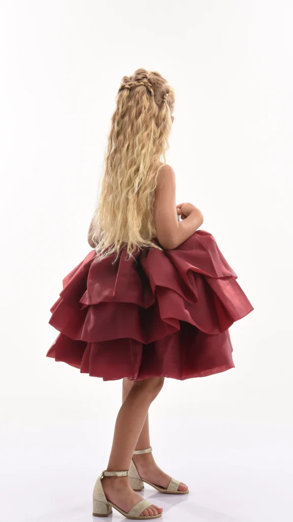 Burgundy Ladera Tiered Ruffle Dress