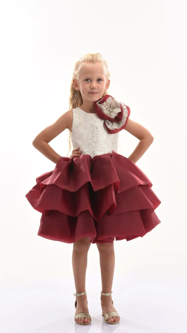 Burgundy Ladera Tiered Ruffle Dress