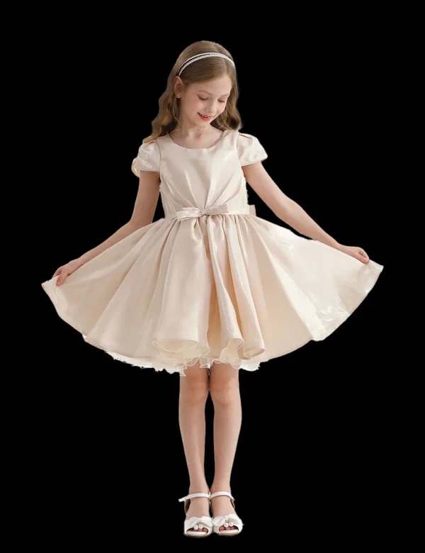 Champagne Bow Short Solera Dress