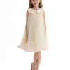 Champagne Caledonia Pleated Dress
