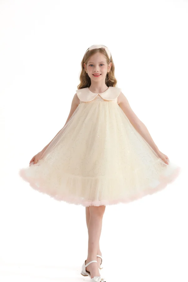 Champagne Caledonia Pleated Dress
