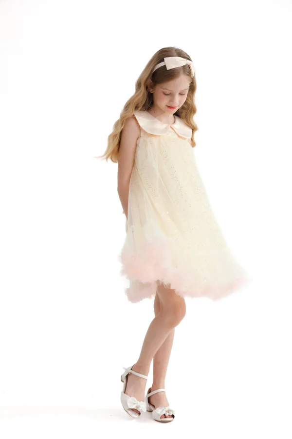 Champagne Caledonia Pleated Dress